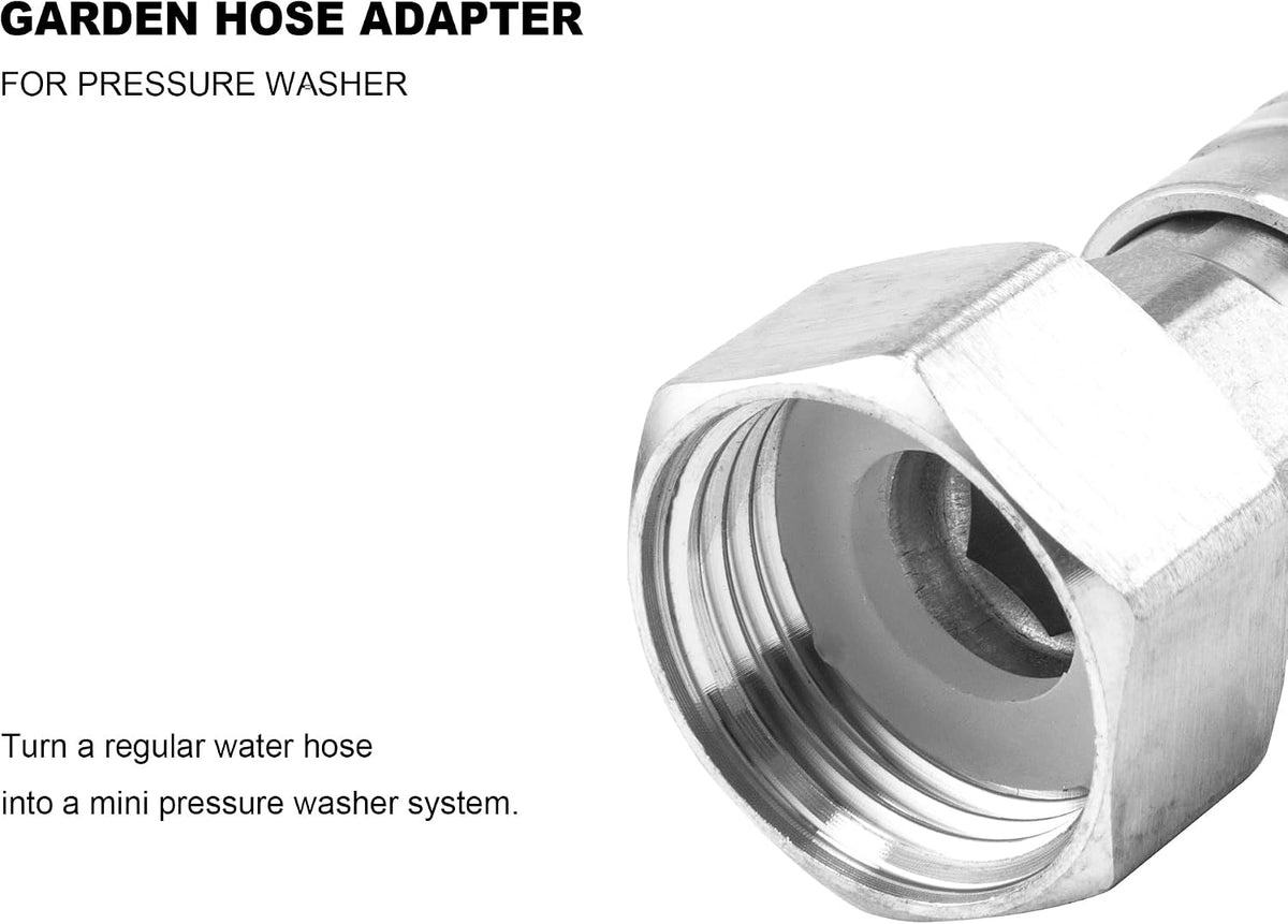 Garden Hose to Pressure Washer Adapter, Stainless Steel, 1Pack