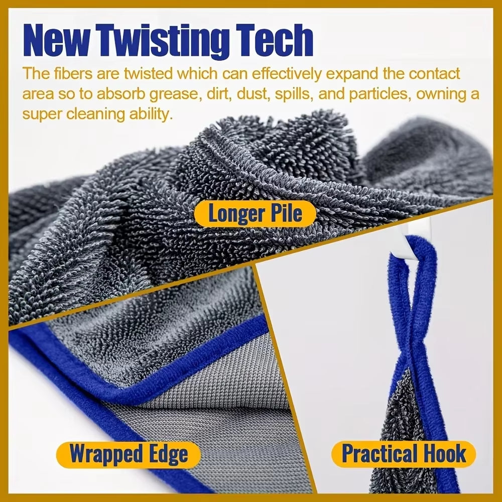 1Pc Extra Large Car Towel - Ultra Absorbent Soft Non-Shedding No Stripe Quick Dry Detailing Cloth 24X35 Inches