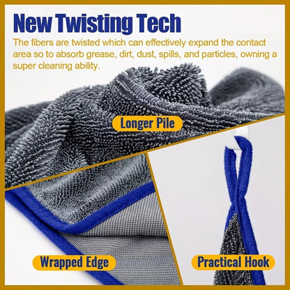 1Pc Extra Large Car Towel - Ultra Absorbent Soft Non-Shedding No Stripe Quick Dry Detailing Cloth 24X35 Inches