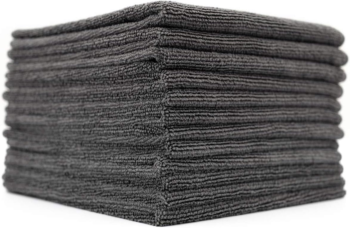 - All-Purpose Microfiber Terry Cleaning Towels - Commercial Grade, Highly Absorbent, Lint-Free, Streak-Free, Kitchens, Bathrooms, Offices, 300Gsm, 12In X 12In, Grey (12-Pack)