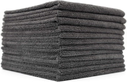 - All-Purpose Microfiber Terry Cleaning Towels - Commercial Grade, Highly Absorbent, Lint-Free, Streak-Free, Kitchens, Bathrooms, Offices, 300Gsm, 12In X 12In, Grey (12-Pack)