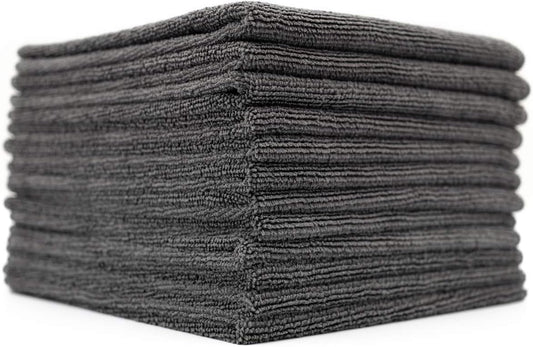 - All-Purpose Microfiber Terry Cleaning Towels - Commercial Grade, Highly Absorbent, Lint-Free, Streak-Free, Kitchens, Bathrooms, Offices, 300Gsm, 12In X 12In, Grey (12-Pack)