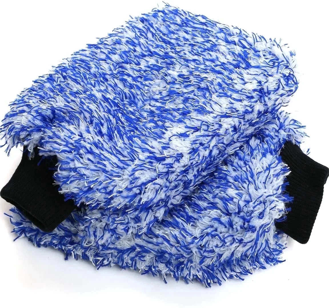 Cyclone Microfiber Car Wash Mitts, Blue Lint-Free Scratch-Free Machine Washable Washing Gloves, 2-Pack