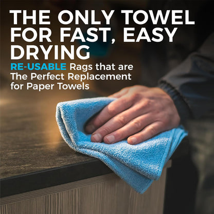 - All-Purpose Microfiber Terry Cleaning Towels - Commercial Grade, Highly Absorbent, Lint-Free, Streak-Free, Kitchens, Bathrooms, Offices, 300Gsm, 12In X 12In, Grey (12-Pack)
