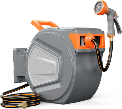Retractable Garden Hose Reel, 1/2'' X 65 Ft Water Hose with Nozzle