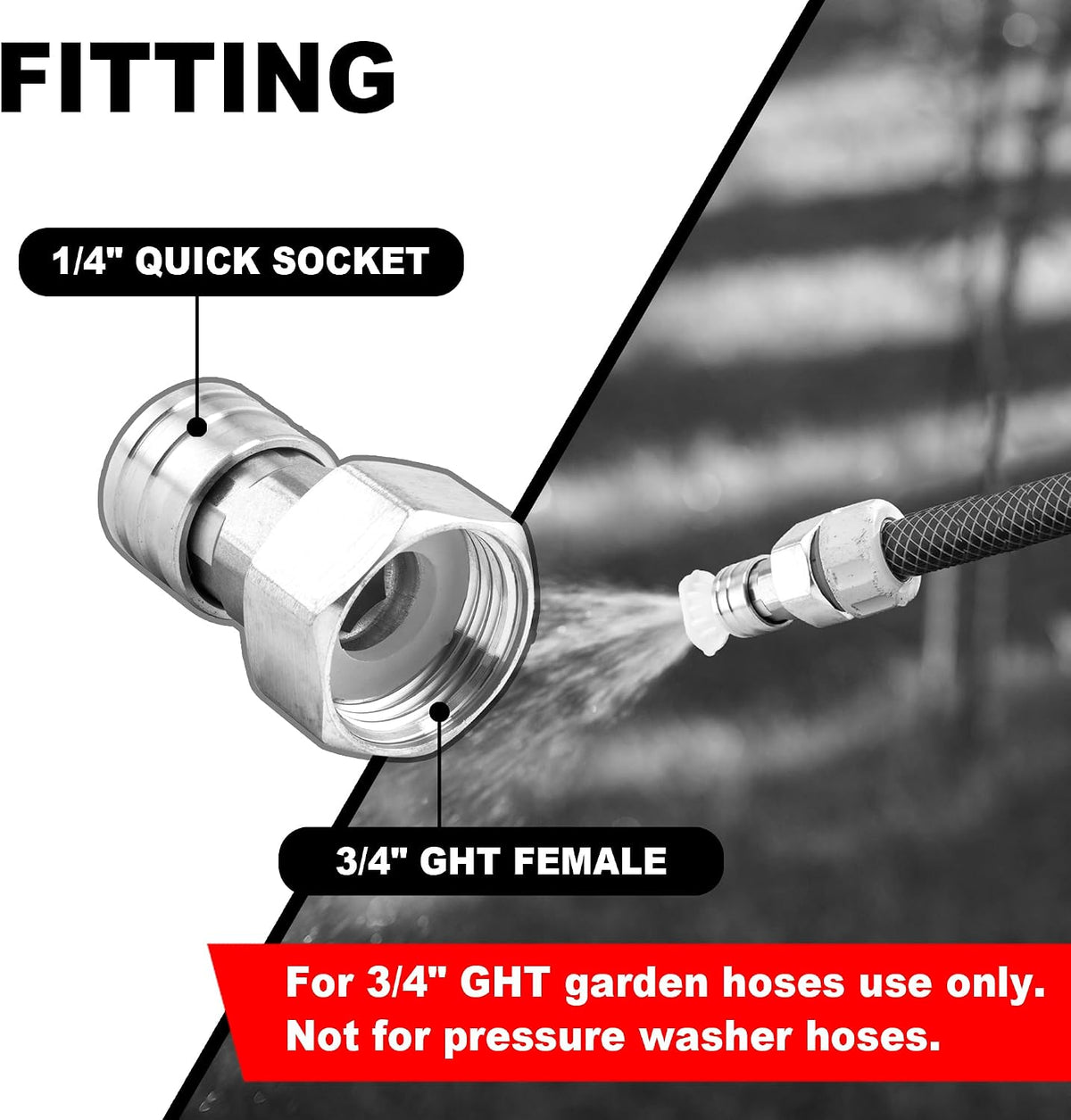 Garden Hose to Pressure Washer Adapter, Stainless Steel, 1Pack